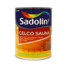 Sadolin Celco Sauna - напівматовий лак на водній основі для лазень та саун, безбарвний, база BC, 1 л – Інтернет-магазин ШЛІФАРБ Sadolin Celco Sauna - напівматовий лак на водній основі для лазень та саун, безбарвний, база BC, 1 л