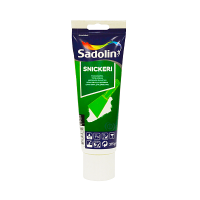 Дрібнозерниста шпаклівка для дерева Sadolin Snickeri столярна, біла, 375 г
