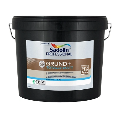 Ґрунтувальна фарба на водній основі Sadolin Grund+ Ecolabel для стін та стелі, біла, BW, 10 л